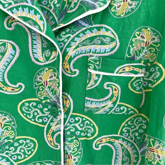 The Cat's Pajamas Tinsley Pima Knit Capris Set - Green Paisley, Short Sleeve - Picture 5 of 9